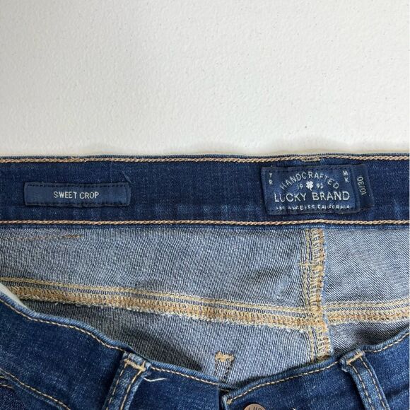 Lucky Brand Sweet Crop Blue Denim Medium Wash Jeans Classic 5 Pocket Women 10/30 - Picture 7 of 13